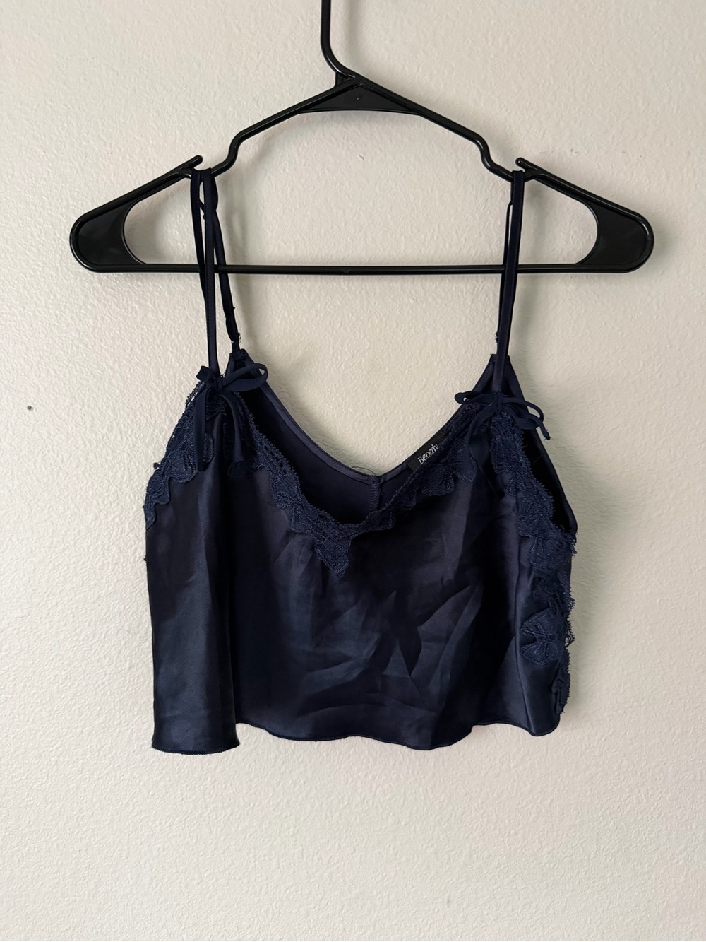 PacSun Navy Lace-Trim Satin Camisole